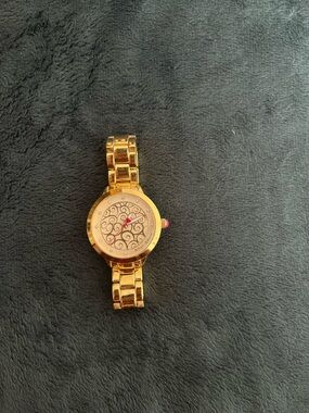 Betsy Johnson - Gold Women's Wristwatch with Ornate Dial